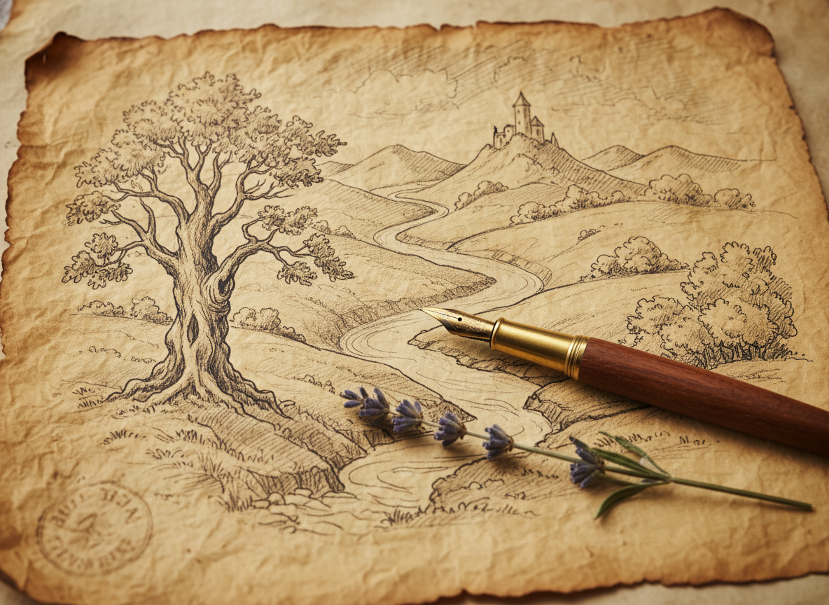 Garden design sketch and planning