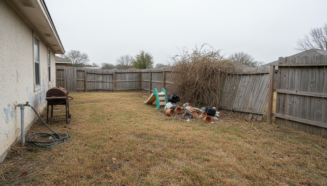 Before transformation - neglected backyard